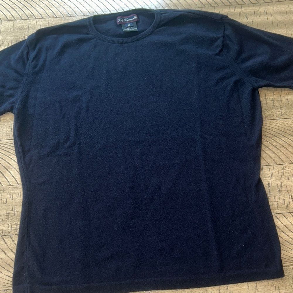 Faconnable 💯 Sea 🌊 Island 🏝️ Cotton Deep Sea Blue Short Sleeve Made in Italy 🇮🇹